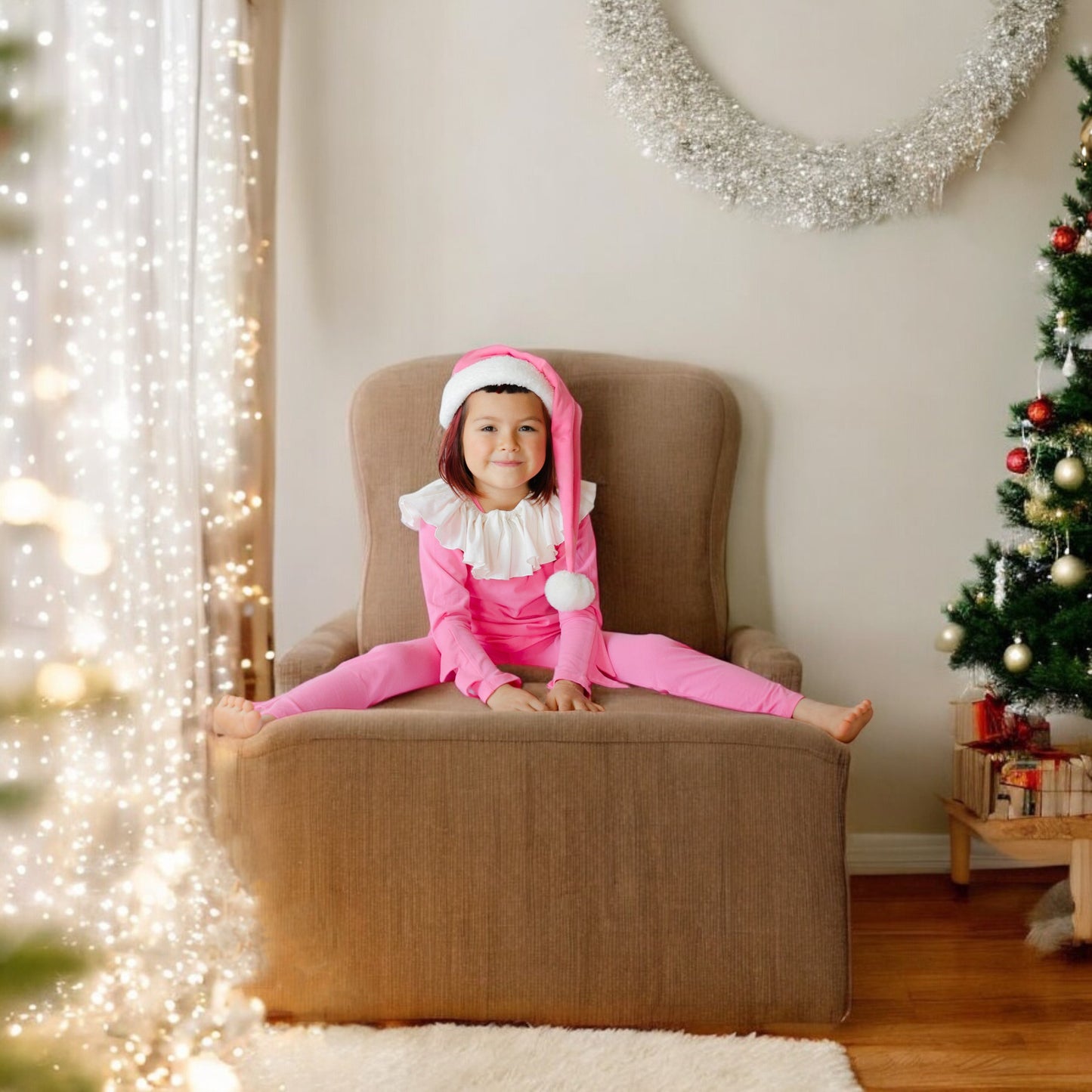 Pink Holiday Elf Pajama Costume