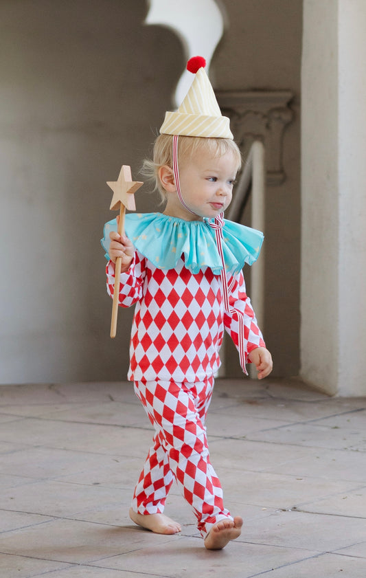 Harlequin clown costume for kids, cute baby clown costume, circus costume for baby, cotton clown costume