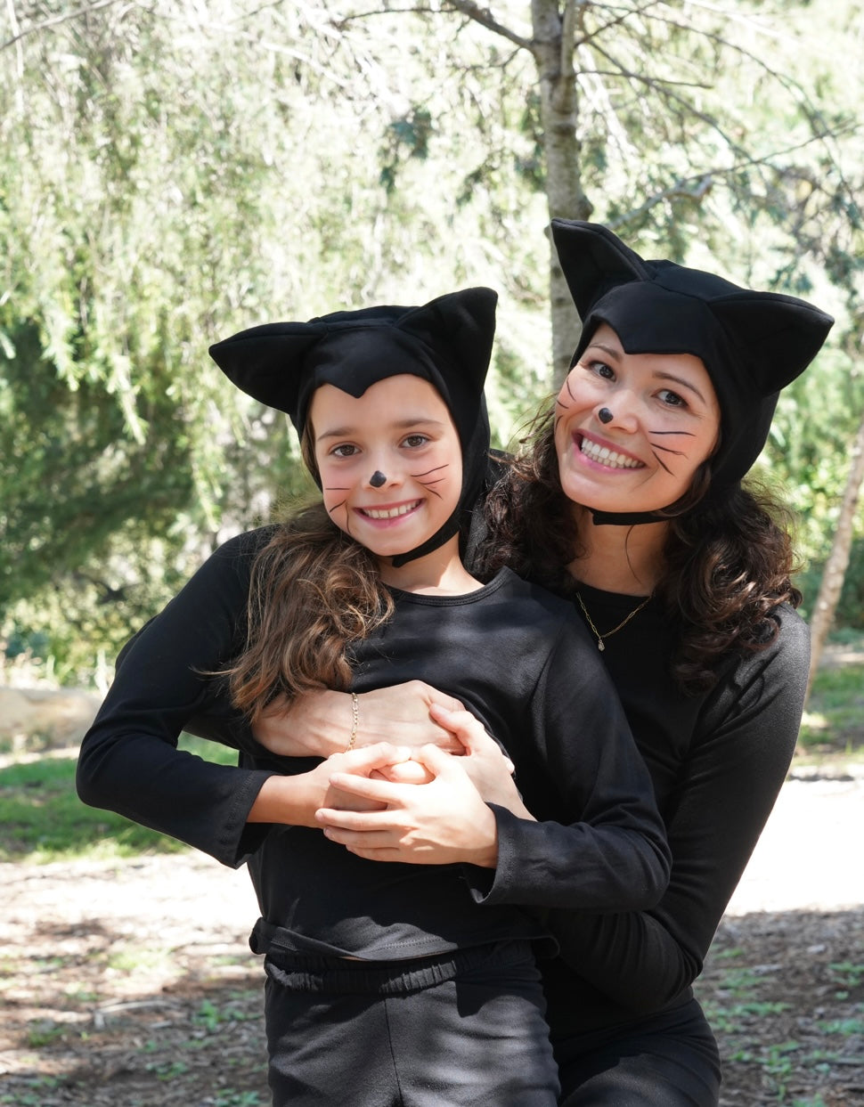 Mommy and me cat hats, adult cat costume, matching family Halloween cat costumes, sustainable costumes, cotton cat costume 